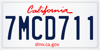 CA license plate 7MCD711