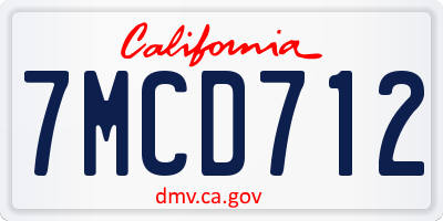 CA license plate 7MCD712