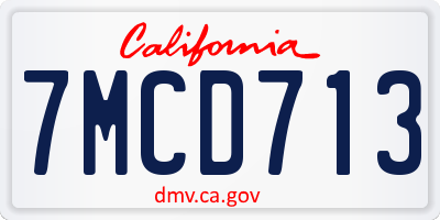CA license plate 7MCD713