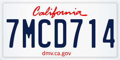 CA license plate 7MCD714