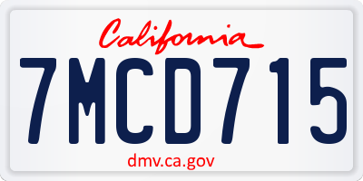 CA license plate 7MCD715