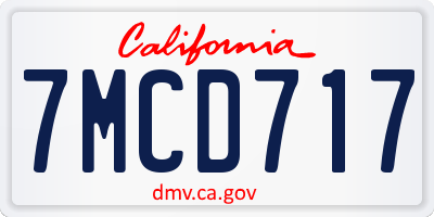 CA license plate 7MCD717