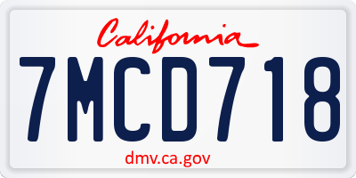 CA license plate 7MCD718