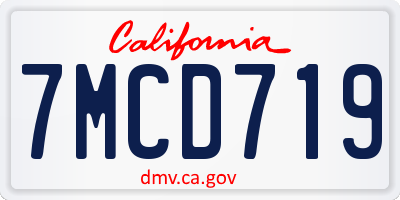 CA license plate 7MCD719