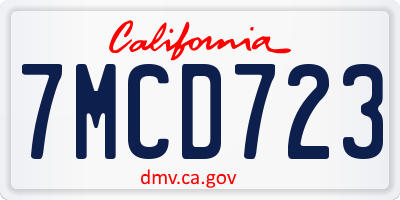 CA license plate 7MCD723