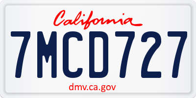CA license plate 7MCD727