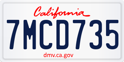 CA license plate 7MCD735
