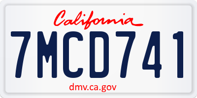 CA license plate 7MCD741