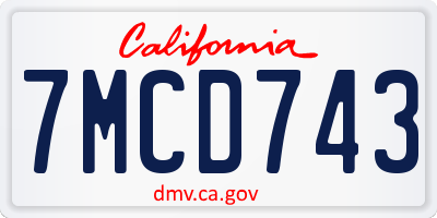 CA license plate 7MCD743