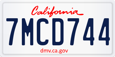 CA license plate 7MCD744