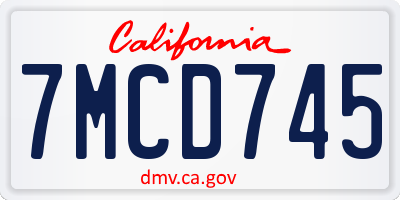 CA license plate 7MCD745