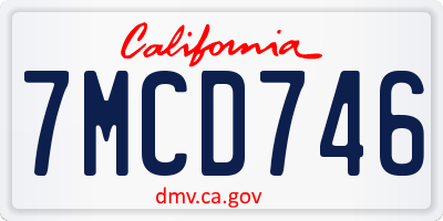 CA license plate 7MCD746