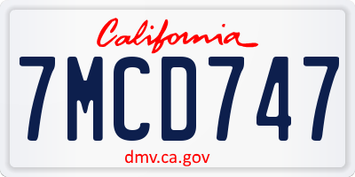 CA license plate 7MCD747
