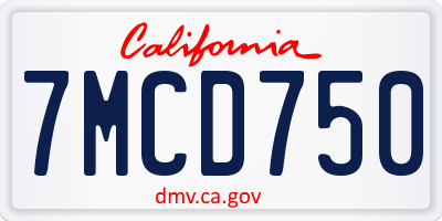 CA license plate 7MCD750