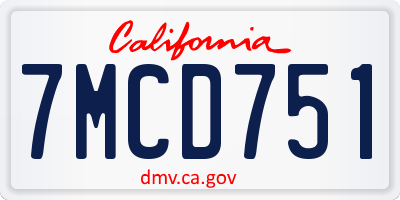 CA license plate 7MCD751