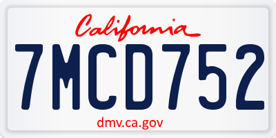 CA license plate 7MCD752