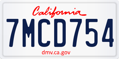 CA license plate 7MCD754
