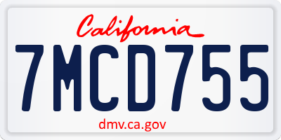 CA license plate 7MCD755