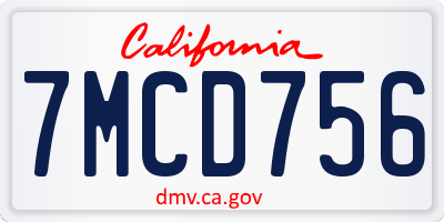 CA license plate 7MCD756