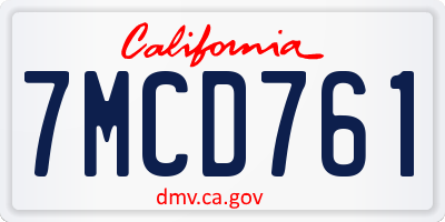 CA license plate 7MCD761