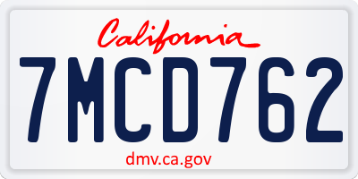 CA license plate 7MCD762