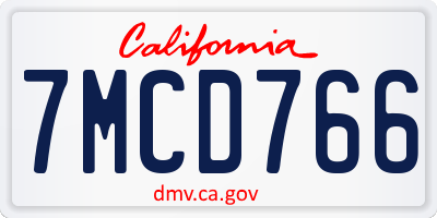 CA license plate 7MCD766