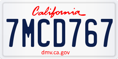 CA license plate 7MCD767