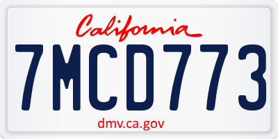CA license plate 7MCD773