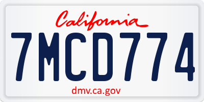 CA license plate 7MCD774