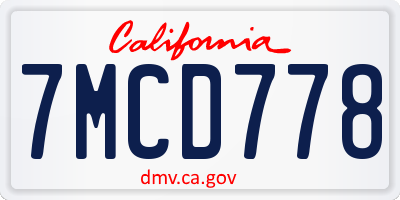 CA license plate 7MCD778