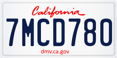 CA license plate 7MCD780