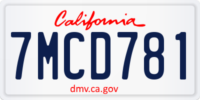 CA license plate 7MCD781