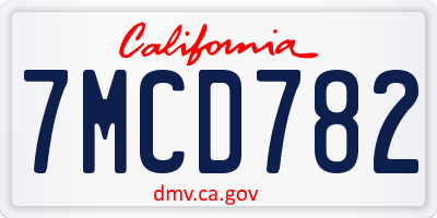 CA license plate 7MCD782