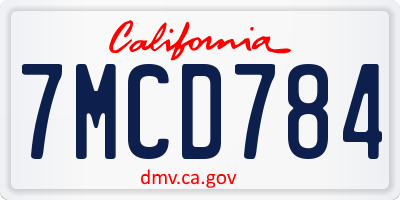 CA license plate 7MCD784