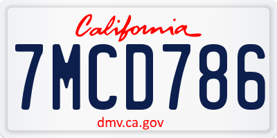 CA license plate 7MCD786