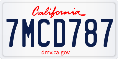 CA license plate 7MCD787