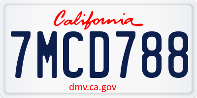 CA license plate 7MCD788