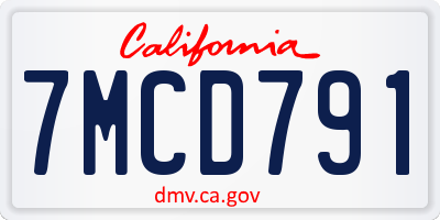 CA license plate 7MCD791