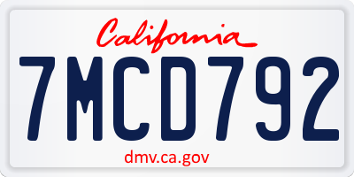 CA license plate 7MCD792