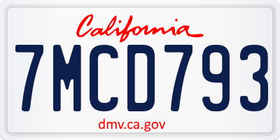CA license plate 7MCD793