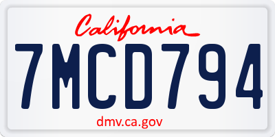 CA license plate 7MCD794