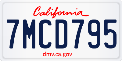 CA license plate 7MCD795