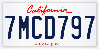 CA license plate 7MCD797