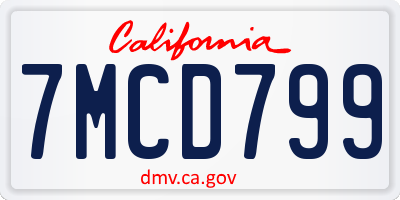 CA license plate 7MCD799