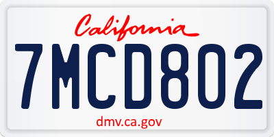 CA license plate 7MCD802