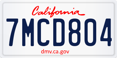 CA license plate 7MCD804