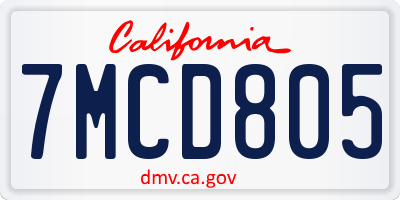 CA license plate 7MCD805