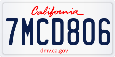 CA license plate 7MCD806