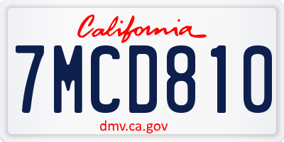 CA license plate 7MCD810
