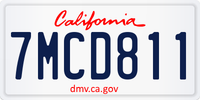 CA license plate 7MCD811